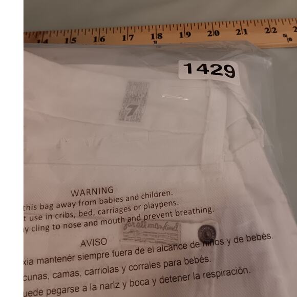 7 For All Mankind Favorite Jeans Women's 28 28X32 White Out Straight Leg - Picture 15 of 16